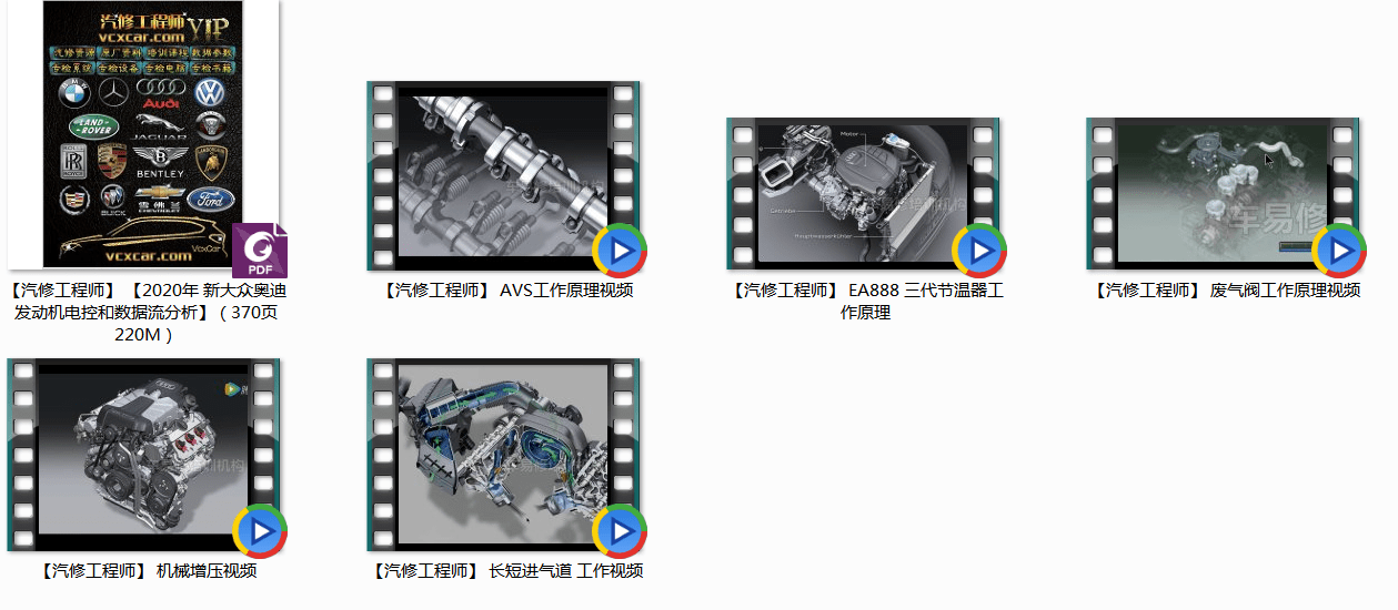 📂奥迪 | Audi 2020年 新版 发动机电控和数据流分析 故障维修分析 有配套视频（638M）