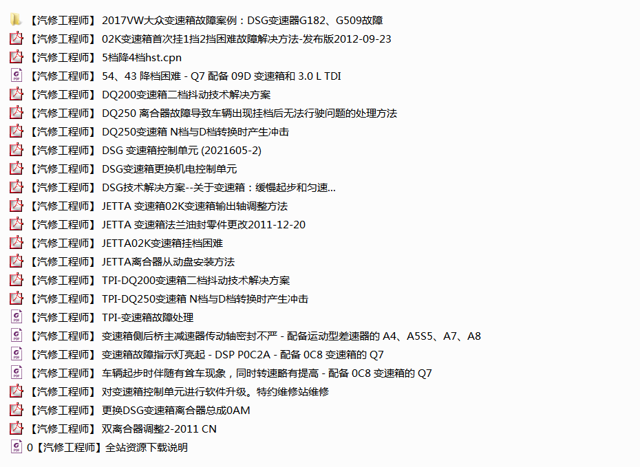 📂大众 | 变速箱 2018年原厂变速箱技术培训资料 TV多媒体 DSG双离合 自动变速箱 （2.61G）