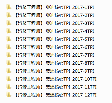 📂奥迪 | Audi原厂TPI 技术通报 故障案例 故障问题查询 2017年1~12月全 （690份225M）