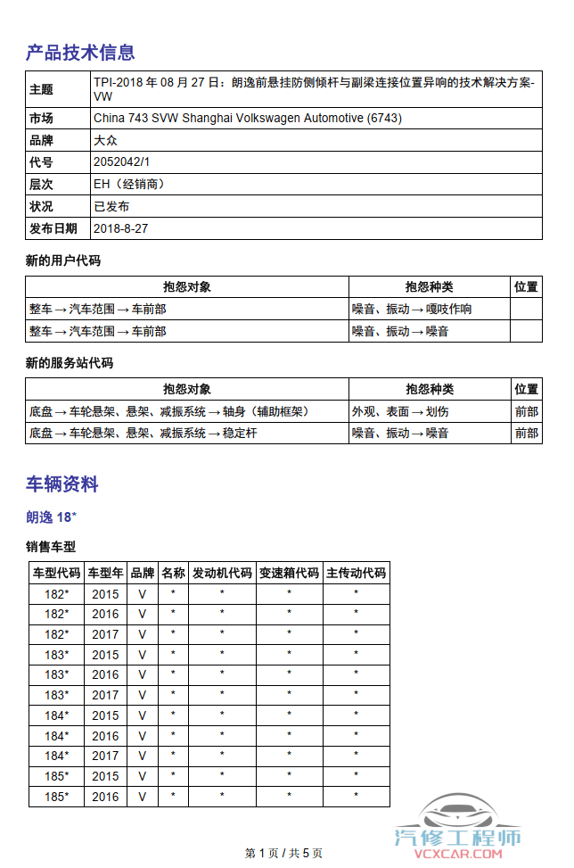 📂上汽大众 | 原厂TPI 技术通报 故障案例 2018~2019年初 (维修指导)(37份27M)