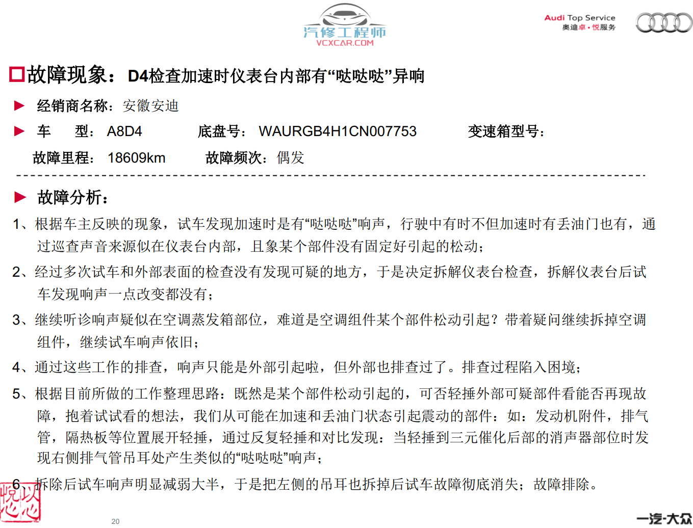 📂奥迪 | Audi原厂SOST 技术培训—2012年第1、2、3期 内部资料 故障案例（1.5G）