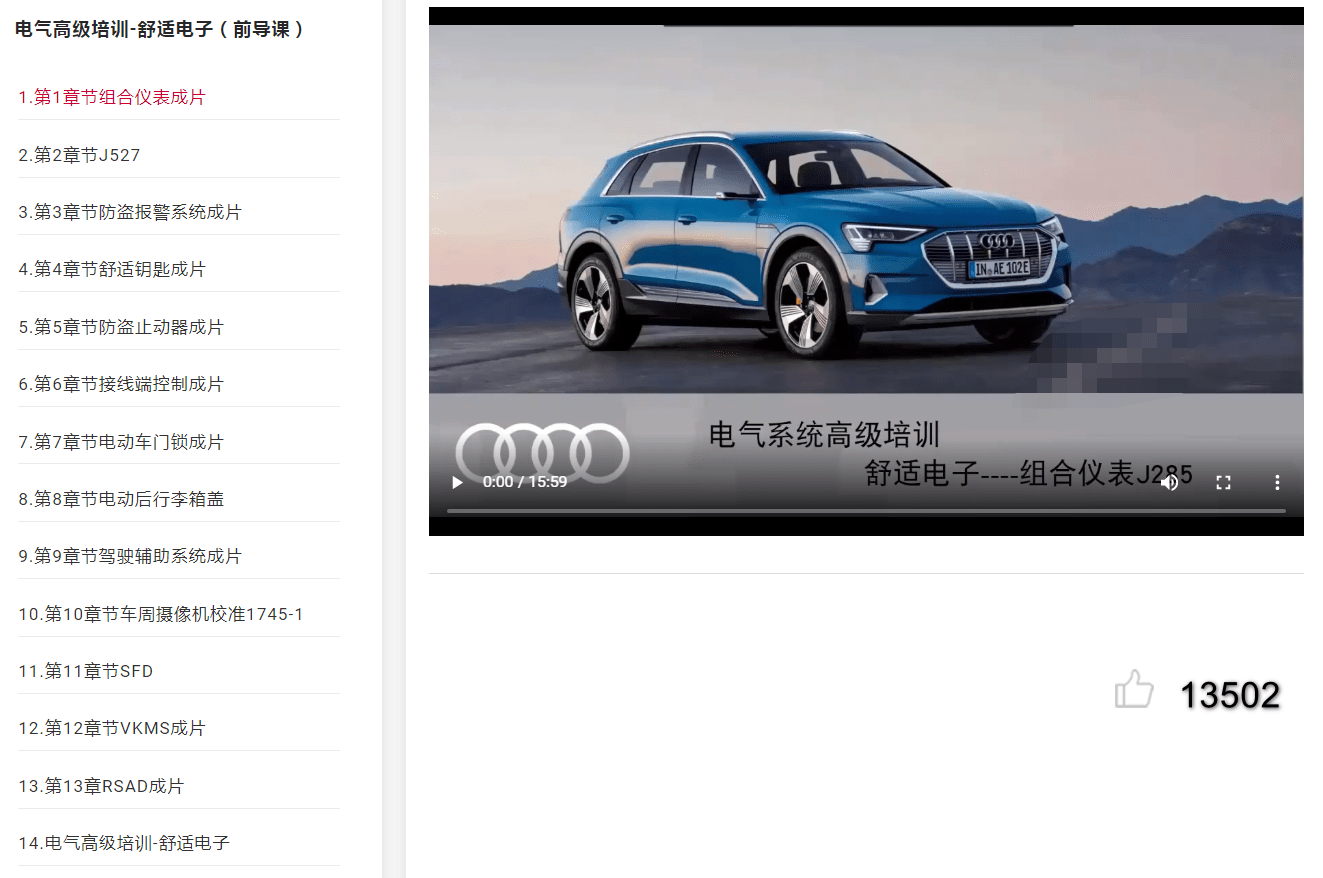 🟥[SVIP·原厂技术] 奥迪 | Audi 在线培训：2022年 电气高级培训-舒适电子（前导课）