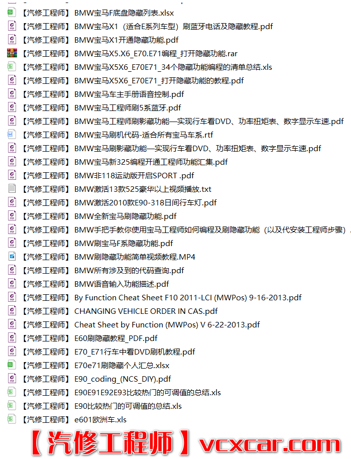 📂宝马BMW | 刷隐藏资料 宝马E系F系刷隐藏功能系列 代码 2010年后总结 后面继续更新 （110份）