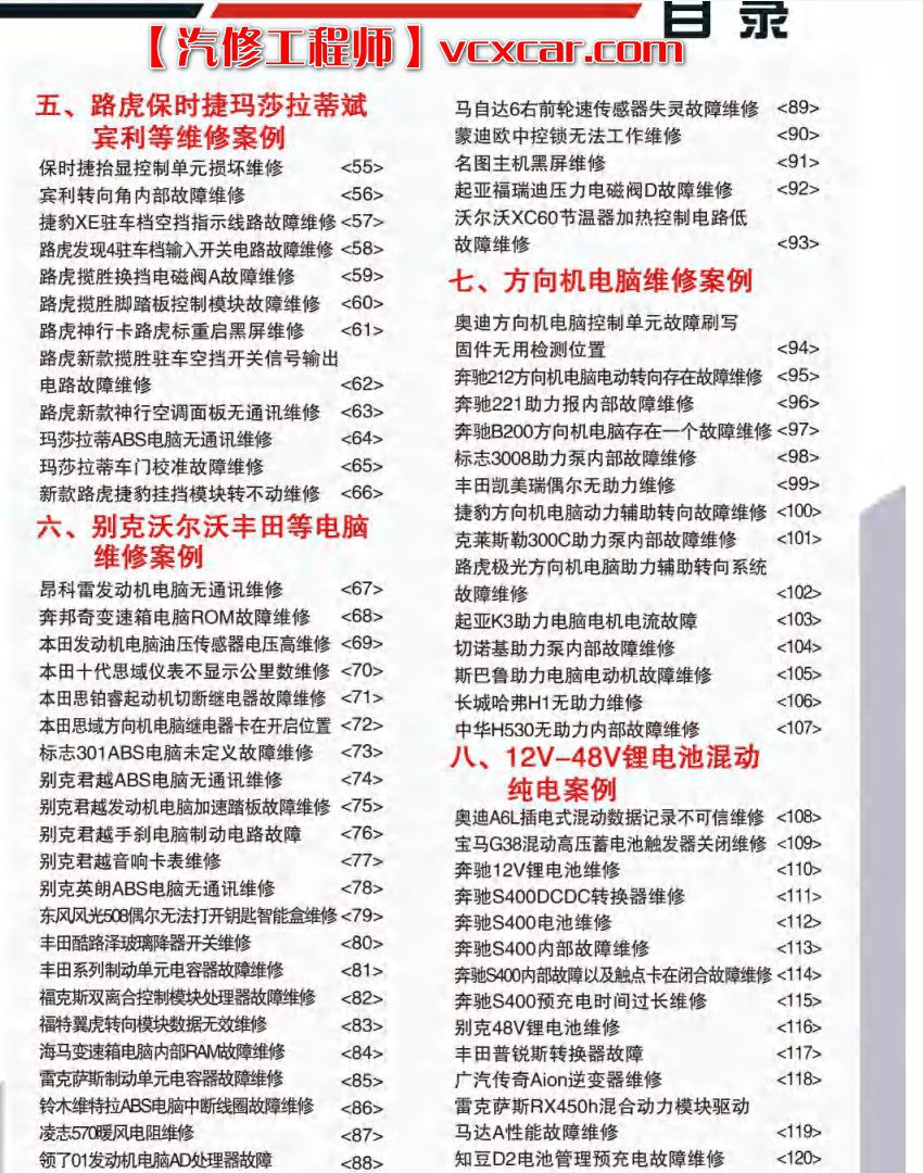 📂汽车电脑板 | ECU 2022年 华瑞2 汽车电脑通病 大众奥迪奔驰宝马路虎保时捷别克沃尔沃 混动锂电池维修 第2版（123页）