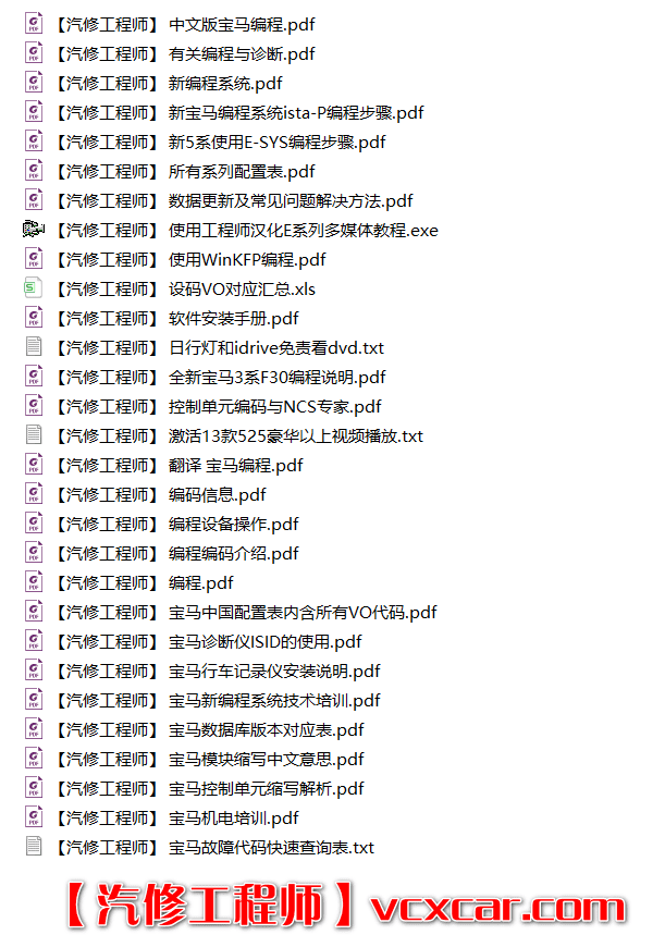 📂宝马BMW | 工程师资料 E系F系工程师编程资料 E-sys教程 模块编程视频 2010年后总结（180份）