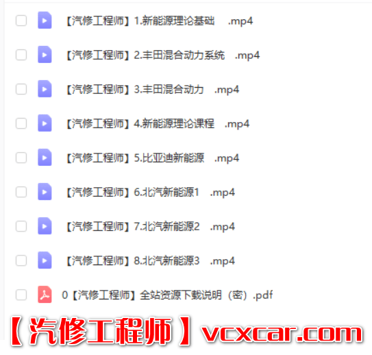 📂新能源 | 培训课程 2018年 新能源汽车技术理论培训 维修视频课程 丰田混合动力 比亚迪北汽新能源技术（3.8G）