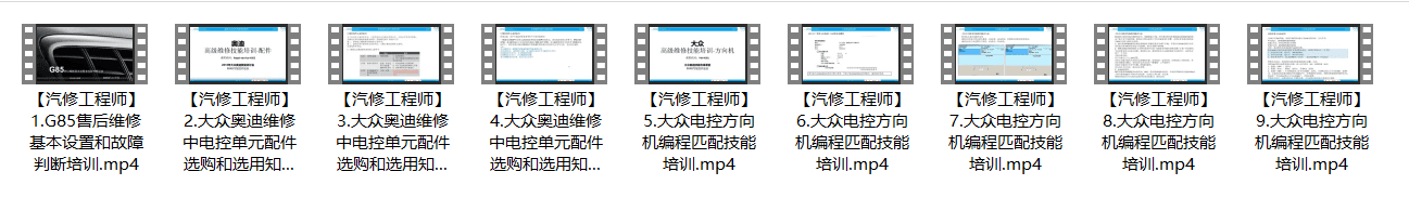 📂大众奥迪 | 培训课程 ODIS诊断系统 工程师系统 电路图基础 发动机 方向机 燃油系统 转向机等技术培训课程 56集(6.4G)