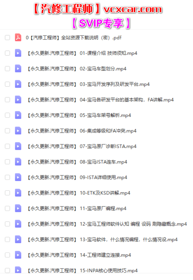 🟥[SVIP·培训课程] 宝马 | BMW 2022.5 ZH版: 宝马BMW 原厂诊断系统 工程师系统培训课程 培训视频 原价2580元(19.3G)