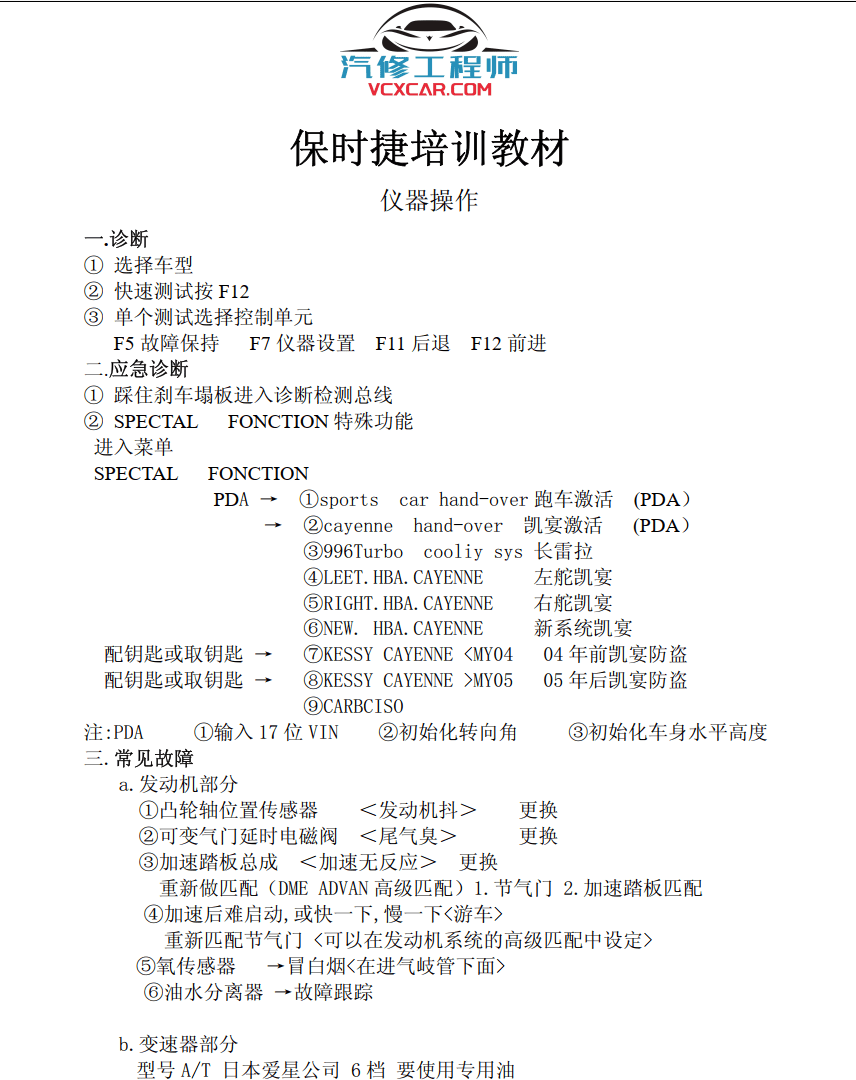 ✅[Free.免费] 保时捷 | Porsche 原厂技师技术培训手册资料 诊断 电器 发动机培训 [老版本] (1.2G)