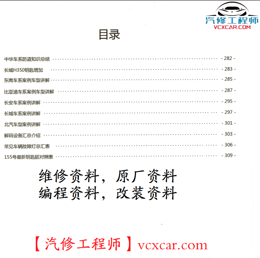 📂电子防盗 | 钥匙匹配 2019年 汽车电子防盗技术 钥匙匹配专业培训教材 德系 美系 日系 法系 国产（320页 750M）