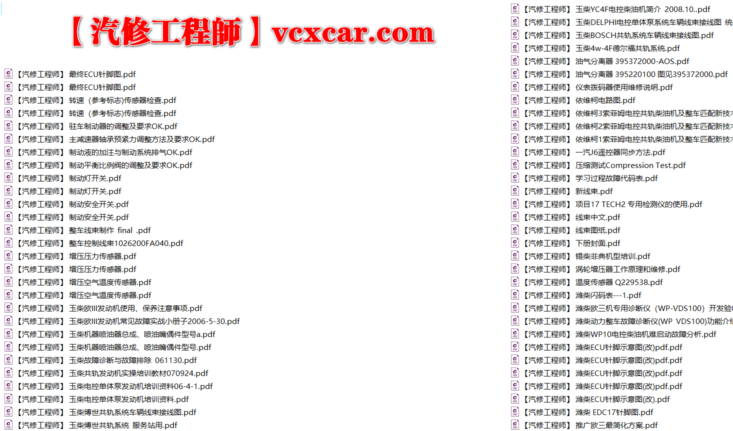 ✅[Free.免费] 柴油车 | 整理2：柴油车 国三国四 技术培训+维修+电路图+针脚图+故障案例资料（1.65G）