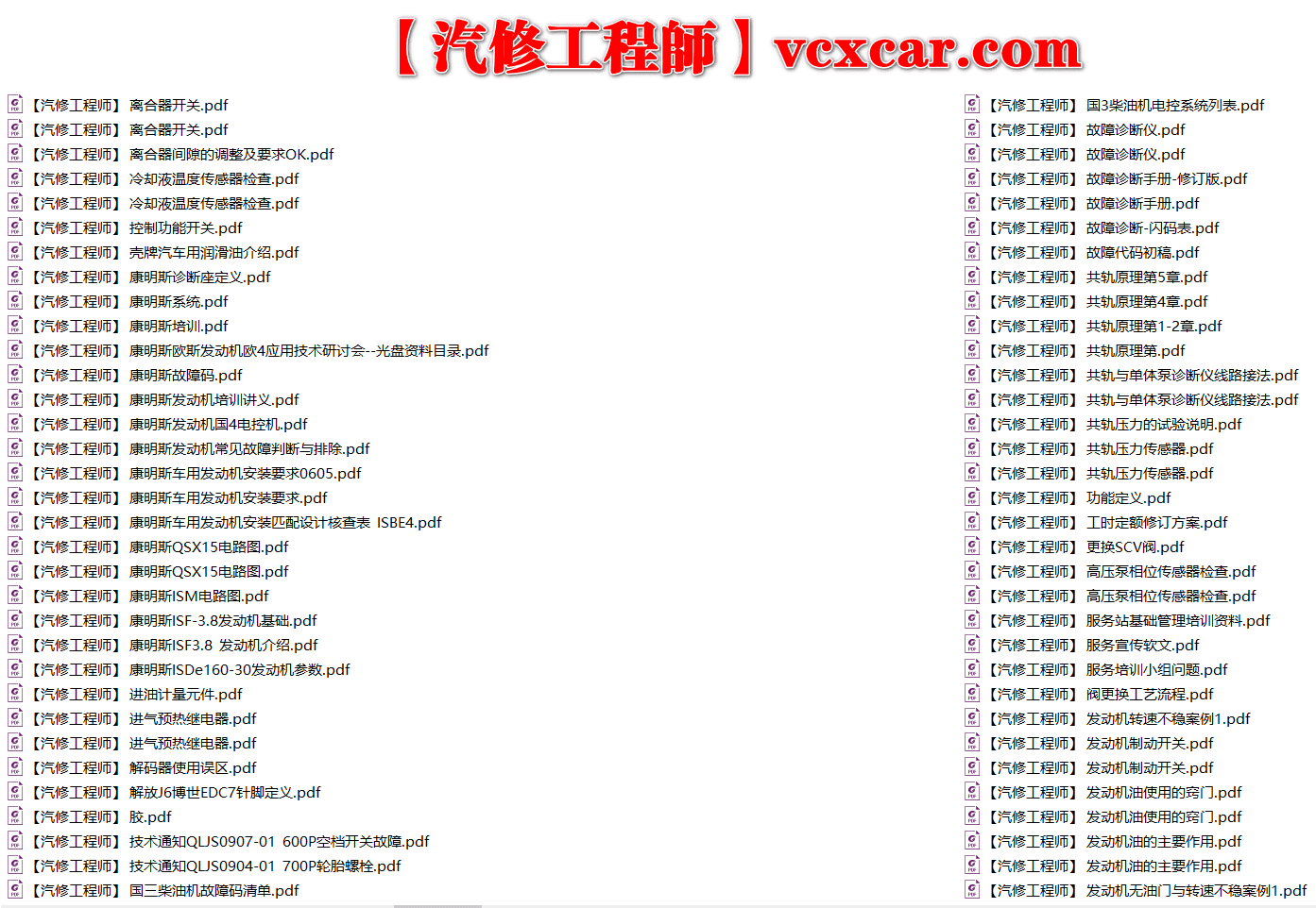 ✅[Free.免费] 柴油车 | 整理2：柴油车 国三国四 技术培训+维修+电路图+针脚图+故障案例资料（1.65G）