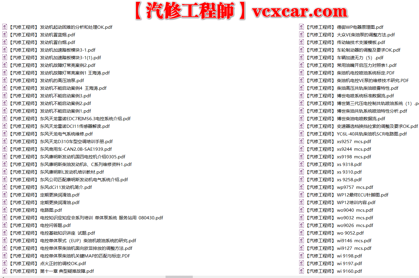 ✅[Free.免费] 柴油车 | 整理2：柴油车 国三国四 技术培训+维修+电路图+针脚图+故障案例资料（1.65G）