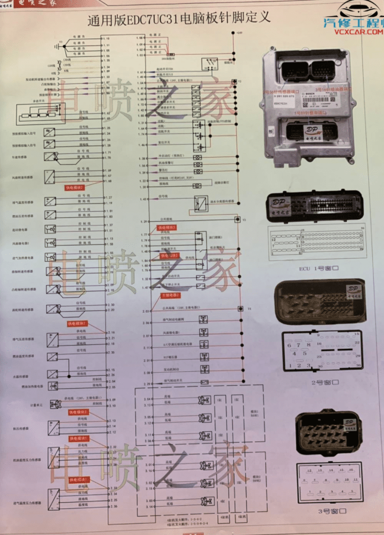 📂柴油车 | 电脑端子针脚定义图 博世 玉柴 潍柴 锡柴 康明斯 大柴 长城 日野 云内 东风 解放 江铃 重汽