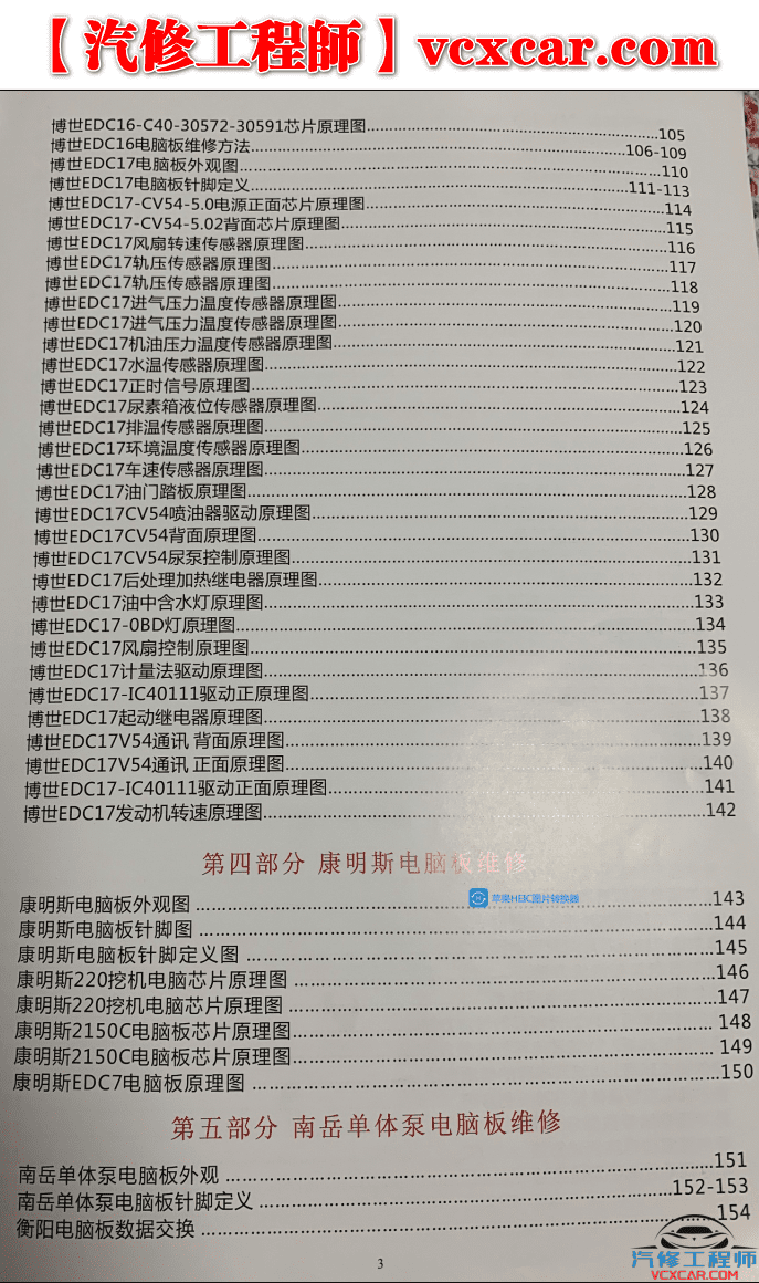 📂柴油车 | 柴油电脑板维修宝典教材 博世 康明斯 德尔福 南岳衡阳 电装 CBCU电脑板 原理图（253页1.2G）