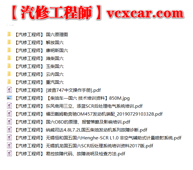 📂柴油车 | 整理4：柴油车 国六 技术培训资料+原理图+故障诊断 解放 康明斯 潍柴 玉柴 云内 重汽（746M）