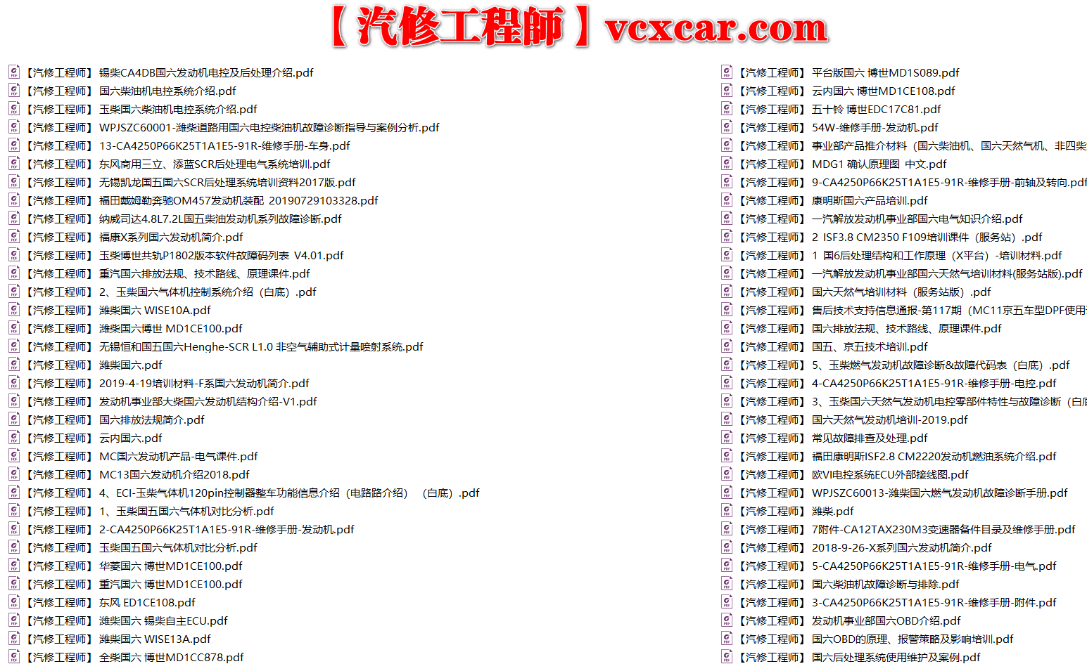 📂柴油车 | 整理4：柴油车 国六 技术培训资料+原理图+故障诊断 解放 康明斯 潍柴 玉柴 云内 重汽（746M）