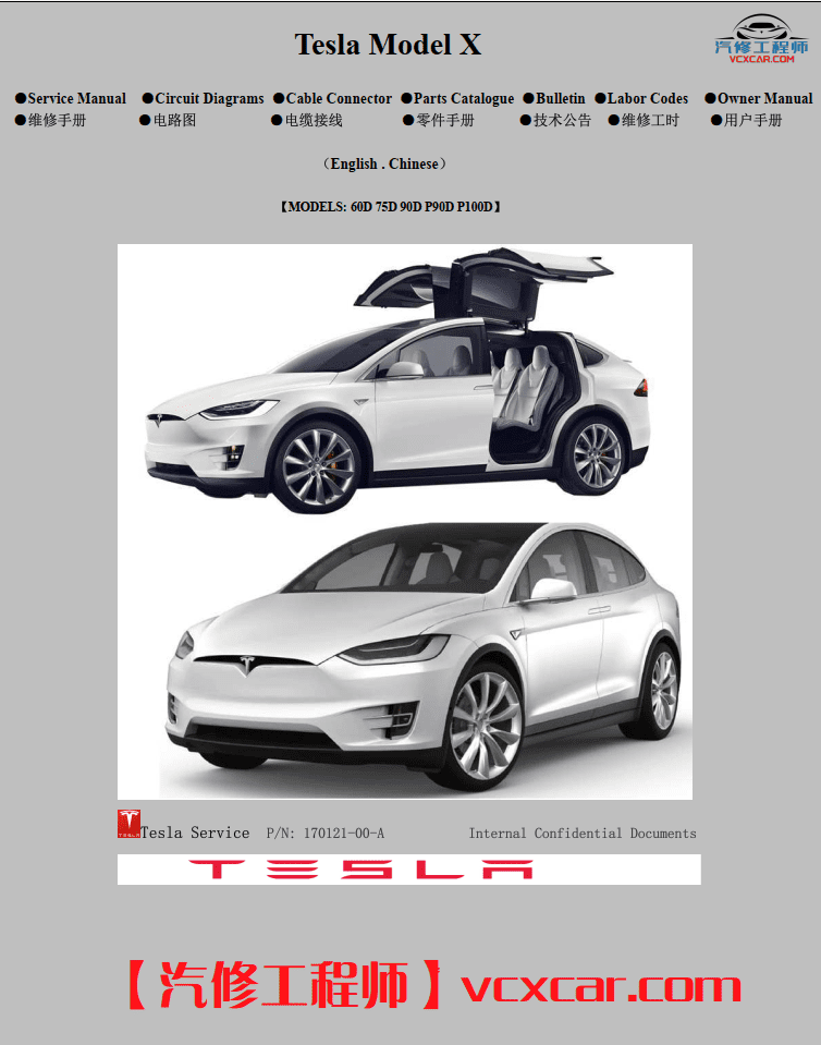 📂特斯拉 | Telsa 2019~2015年 特斯拉 高压技术培训+Model电路图+维修手册 打包整理(中英文)