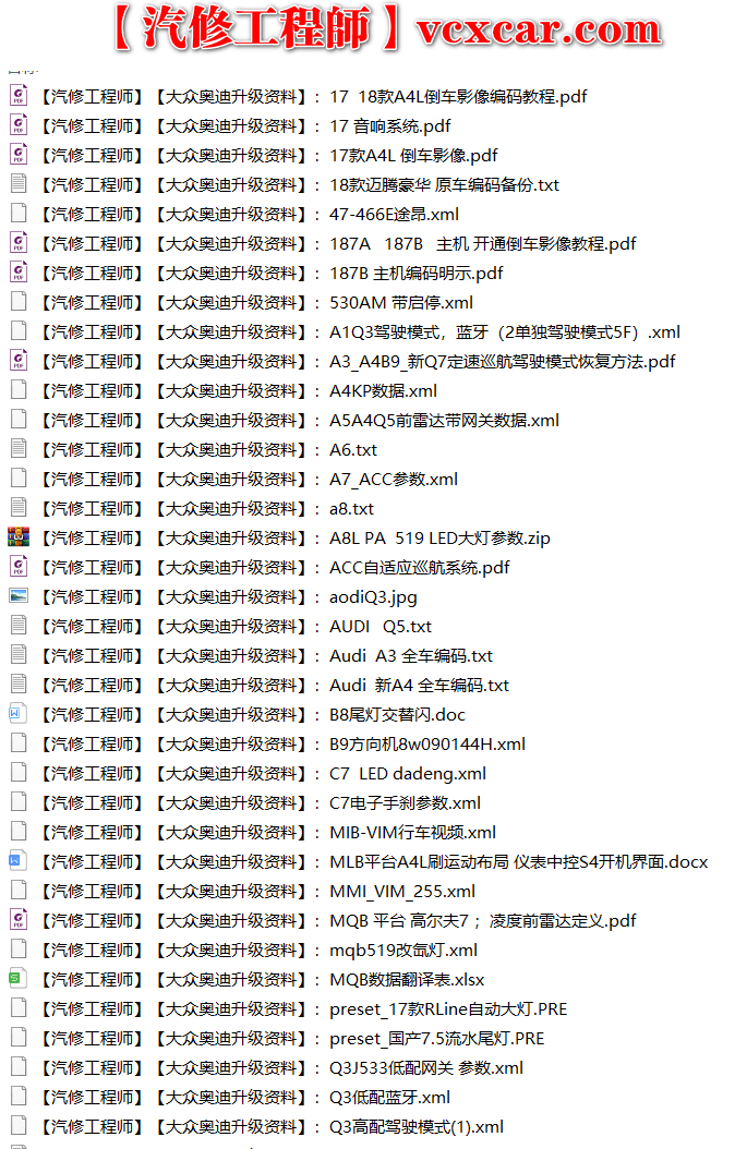 📂大众奥迪 | 数据参数【第2套】升级改装编码刷隐藏 参数XML和教程（600份1.7G）
