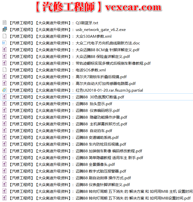 📂大众奥迪 | 数据参数【第2套】升级改装编码刷隐藏 参数XML和教程（600份1.7G）