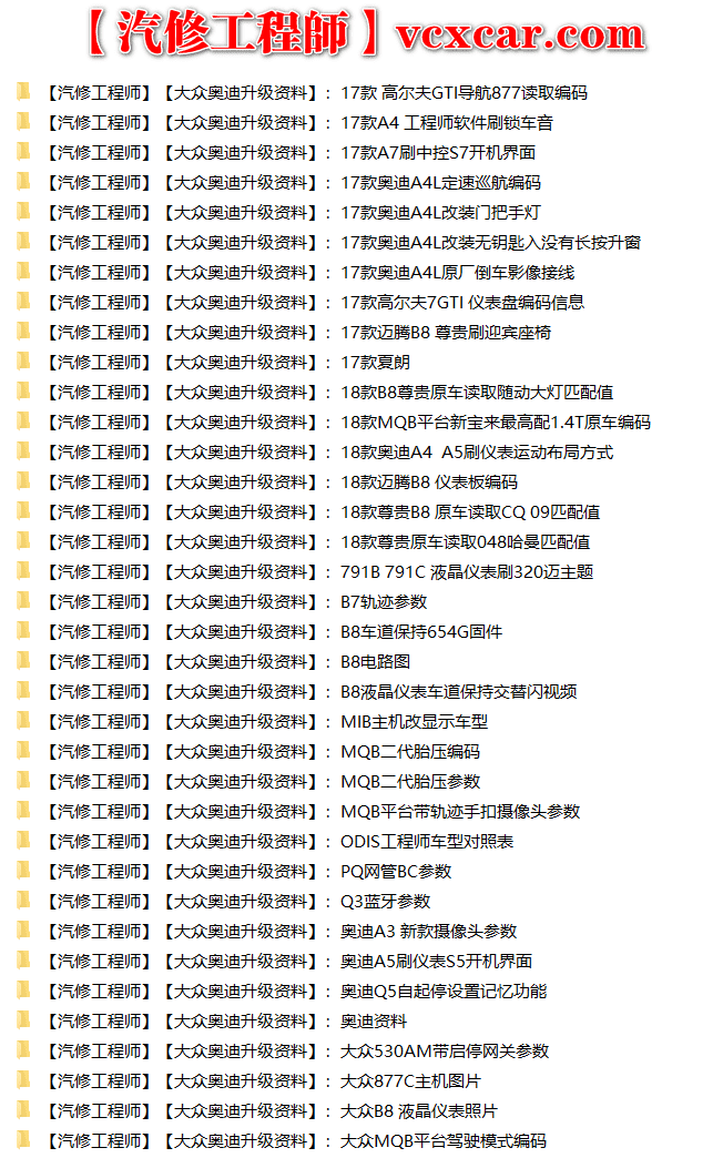 📂大众奥迪 | 数据参数【第2套】升级改装编码刷隐藏 参数XML和教程（600份1.7G）