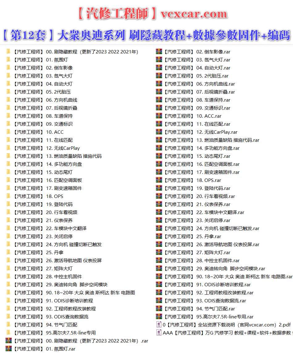 📂大众奥迪 | 数据参数【第12套】5054A 6154改装刷隐藏资料教程+固件数据+参数XML 大集合  (最全3) (3000份 7G)
