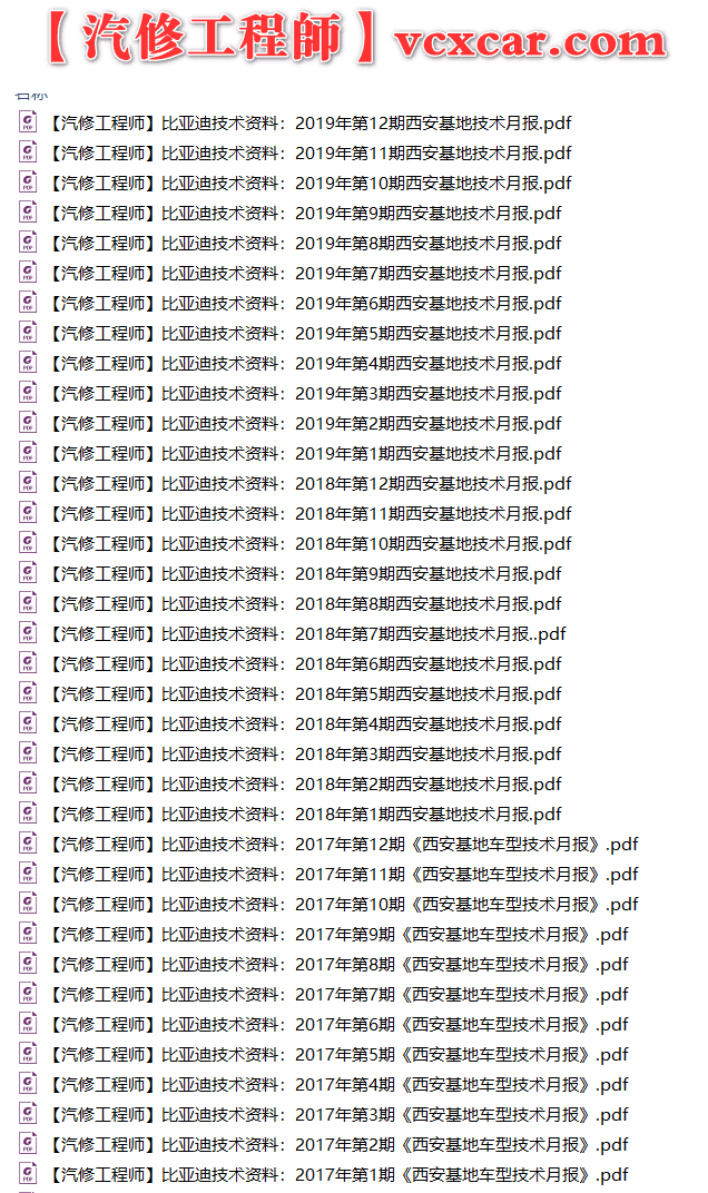 🎓[SVIP·积分] 比亚迪BYD | 故障案例 2022~2015年 新能源+混动+燃油车 技术通报 故障案例 01(1.6G 91份)