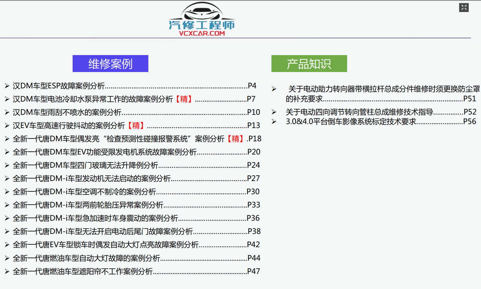 🟥[SVIP·专享] 比亚迪BYD | 故障案例 2022~2019年 新能源+混动+燃油车 技术通报 故障案例 03 (2G 60份)