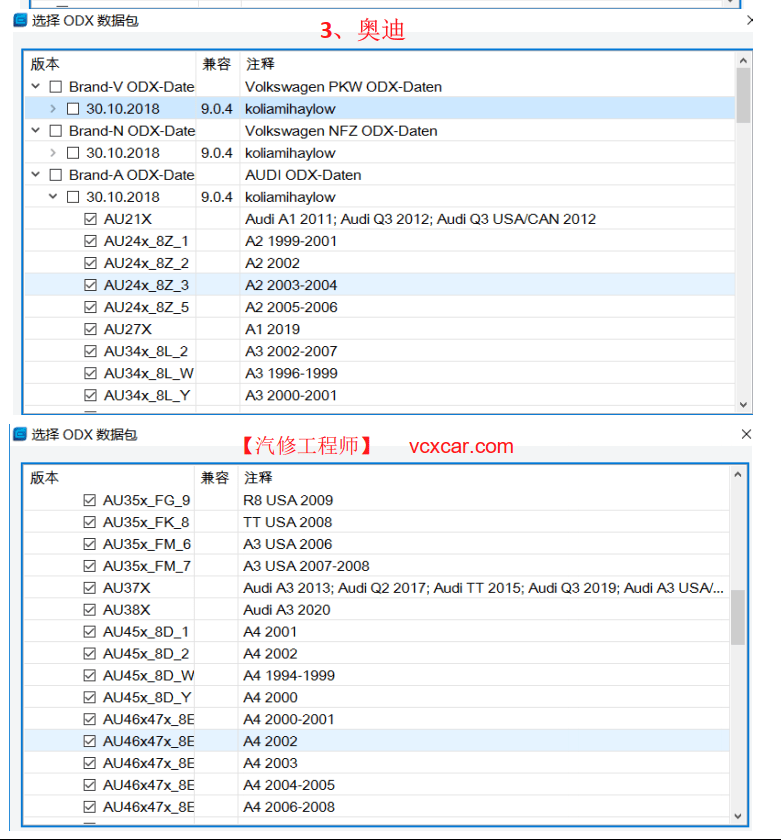 📂大众奥迪斯柯达 | ODIS-E 工程师车型中英文编号对照表+车型编号查询方法 工程师必备(全)