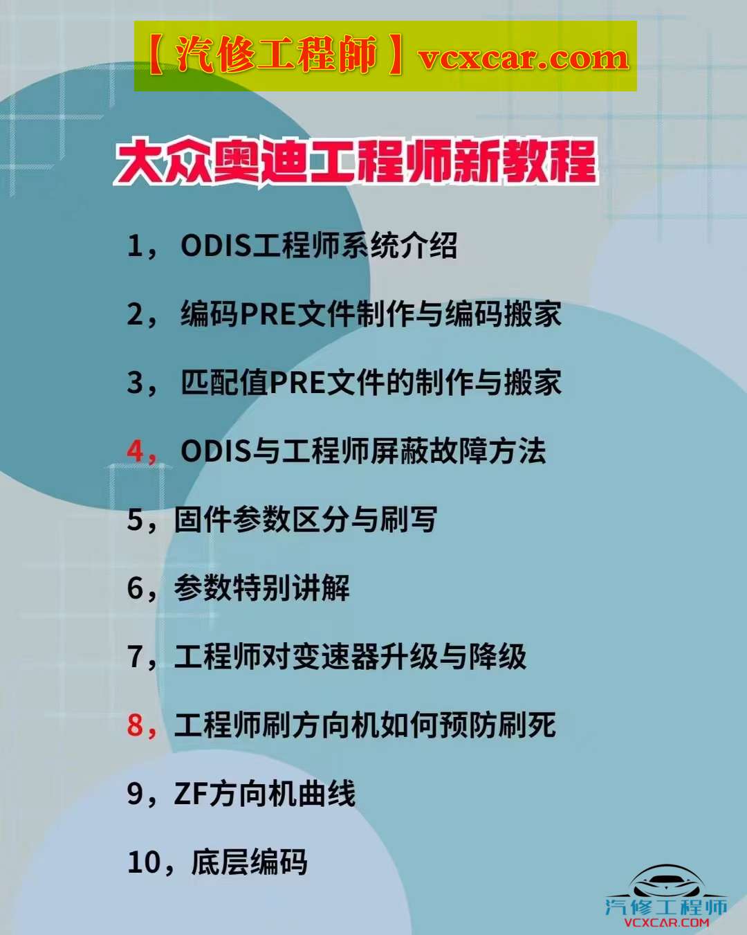 📂大众奥迪 | 工程师教程 2023年 ODIS-E故障屏蔽 固件参数刷写 工程师新教程（10集）