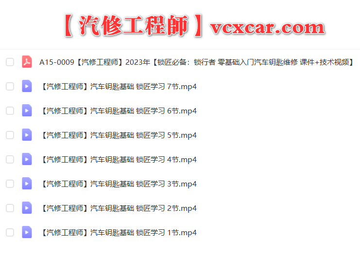 📂汽车钥匙 | 基础 2023年 锁匠必备 锁行者 零基础入门汽车钥匙维修 课件+技术视频（168页 1.67G）