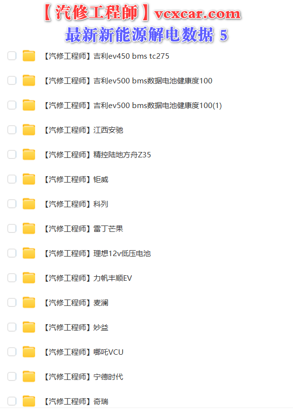 🟥[SVIP·专享] 新能源 | 数据 2023 全网收集最全 新能源BMS和VCU编程器刷写解电数据 保时捷特斯拉比亚迪蔚来奇瑞北汽东风别克威马宁德（9G）