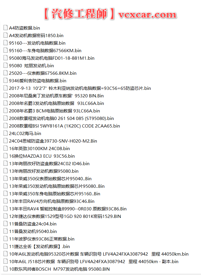 📂28款老车型 发动机电脑 变速箱电脑 智能盒 防盗 仪表着车数据收集 (部分带密码)（仅供参考）