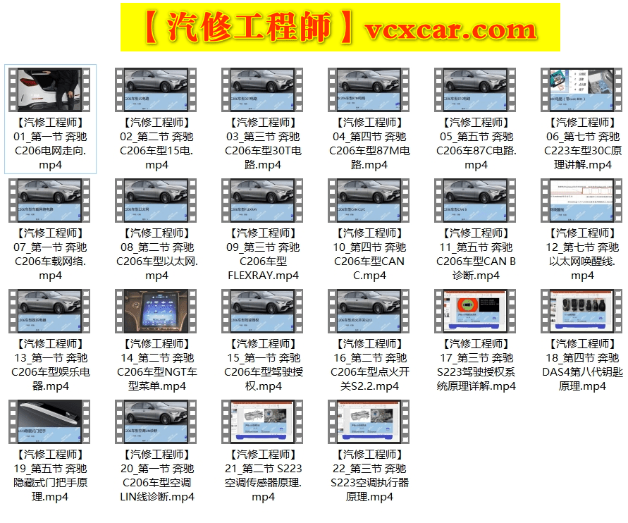 📂奔驰Benz | 课程 2024年 C206实车系统 内部培训课程_22集（1G）
