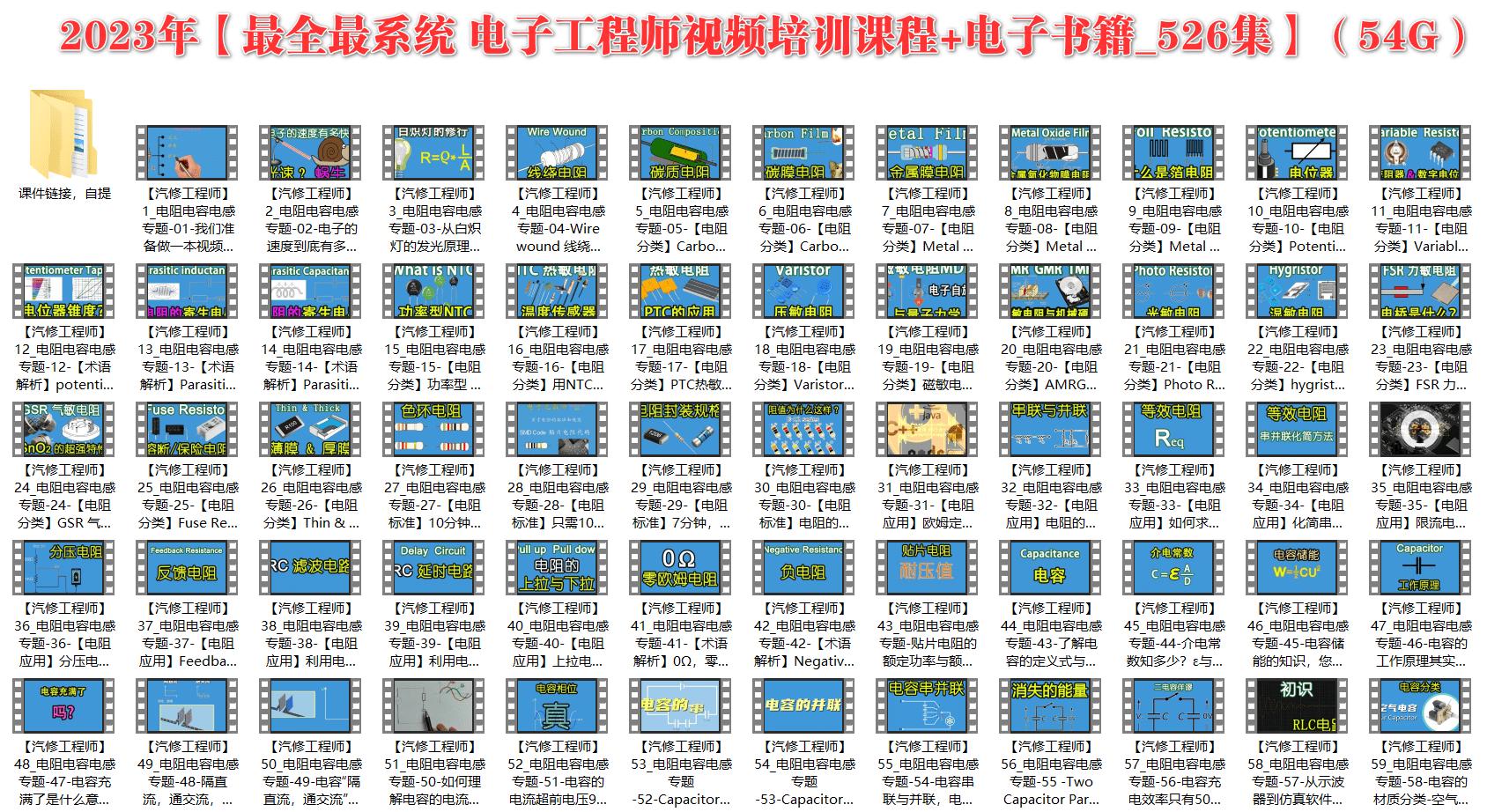 🎓[SVIP·积分课程] 电子 | 课程 2023年 最全最系统 电子工程师 视频培训课程+电子书籍_526集（54G）