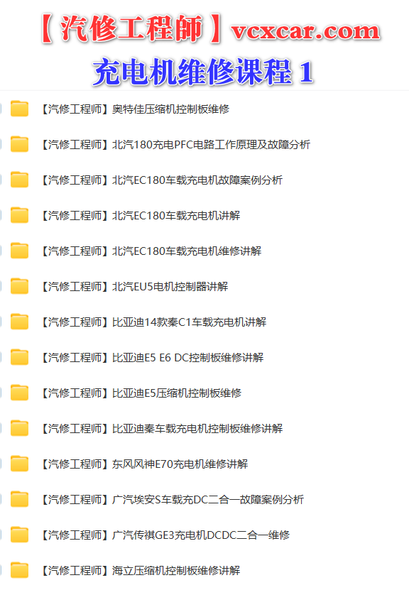 🎓[SVIP·积分课程] 2023年 广汽 北汽 比亚迪 吉利 长安 奇瑞 小鹏 车载充电机维修课程_28节（42.5G）