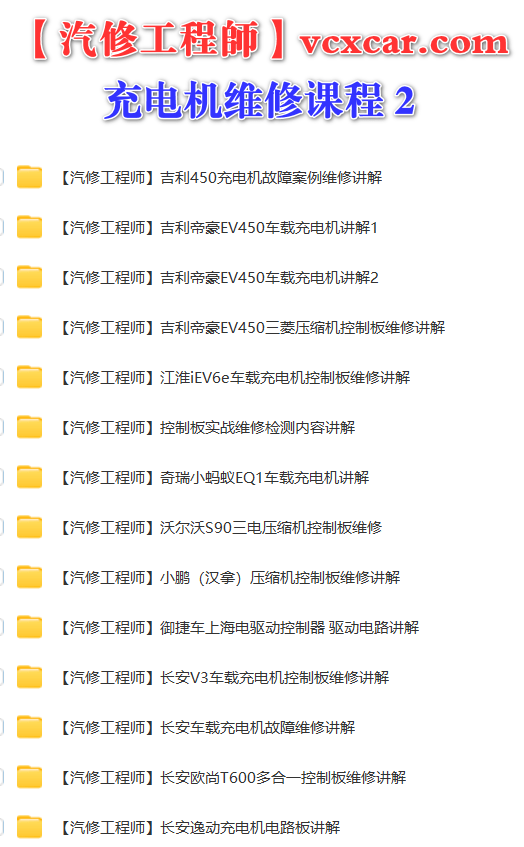 🎓[SVIP·积分课程] 2023年 广汽 北汽 比亚迪 吉利 长安 奇瑞 小鹏 车载充电机维修课程_28节（42.5G）