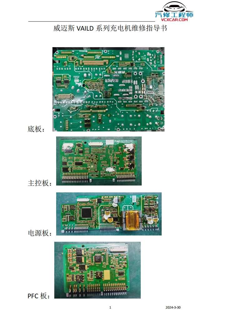 📂充电机 | 故障维修+电路图 2024年 威迈斯充电机跑板电路图76份+故障维修30页 [底板 电源板 主控板 PFC驱动板 PFC故障]