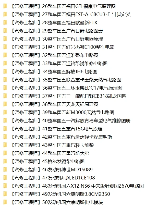 📂柴油车 | 整理6：国六国五 重汽重卡电路图+维修手册 [东风 江铃 福田 广汽 解放 江淮 玉柴 潍柴 锡柴]（2G）