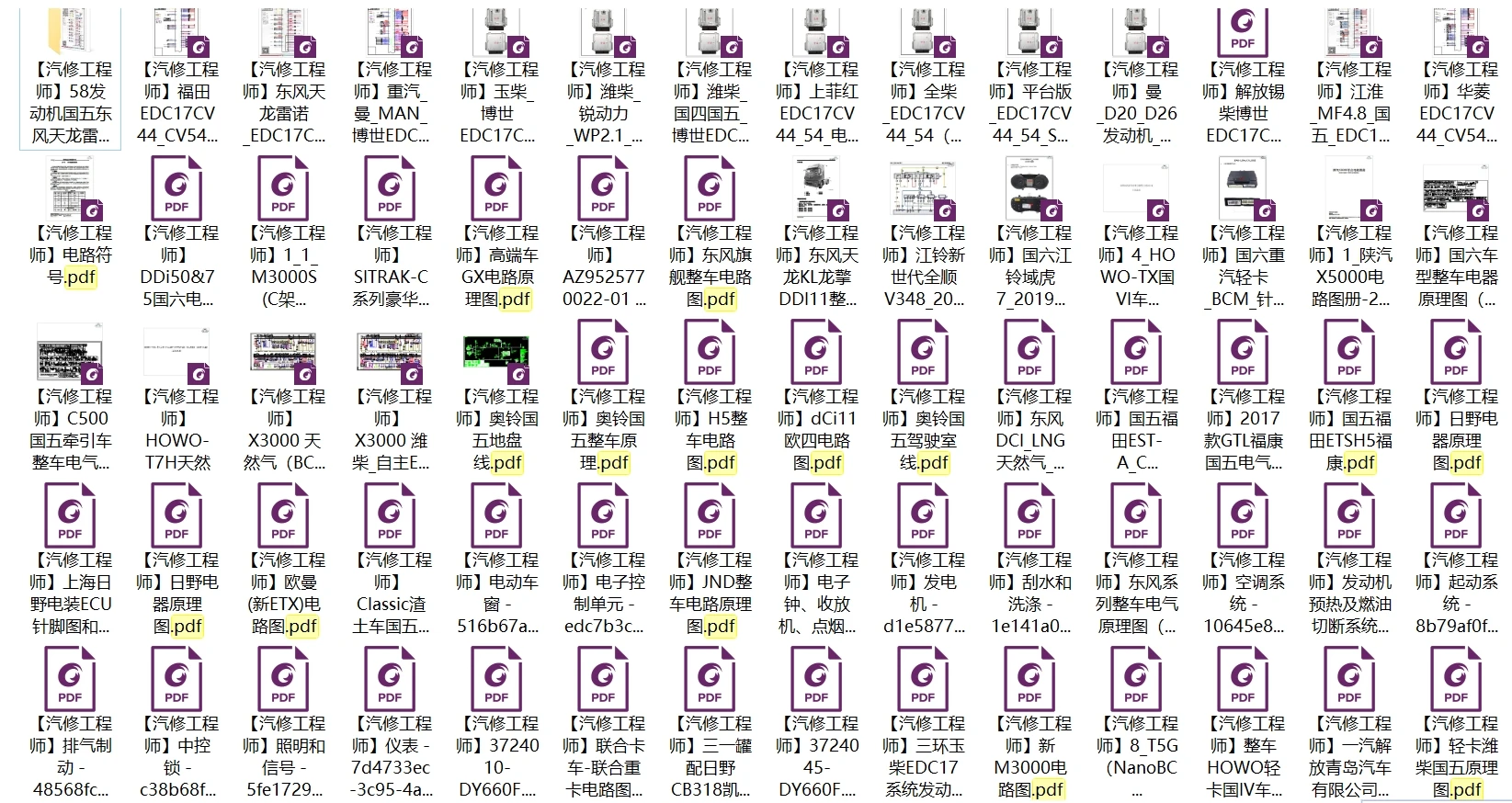 📂柴油车 | 整理6：国六国五 重汽重卡电路图+维修手册 [东风 江铃 福田 广汽 解放 江淮 玉柴 潍柴 锡柴]（2G）