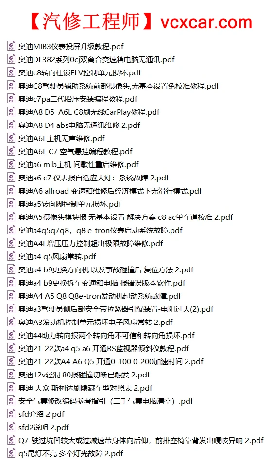 🎓[SVIP·积分] 大众奥迪 | 【第34套】2025年更新：刷隐藏、匹配、编码、故障案例、SFD说明（147份467M）