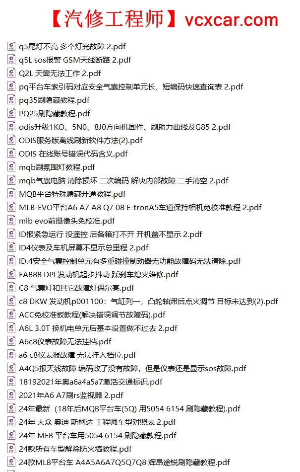 🎓[SVIP·积分] 大众奥迪 | 【第34套】2025年更新：刷隐藏、匹配、编码、故障案例、SFD说明（147份467M）