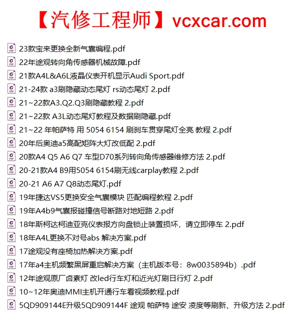 🎓[SVIP·积分] 大众奥迪 | 【第34套】2025年更新：刷隐藏、匹配、编码、故障案例、SFD说明（147份467M）