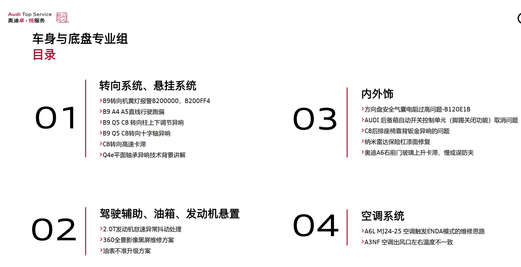 📂奥迪Audi | 原厂SOST 内部技术培训—2025年第1期：电器 变速箱 发动机 底盘 新能源 驾驶辅助