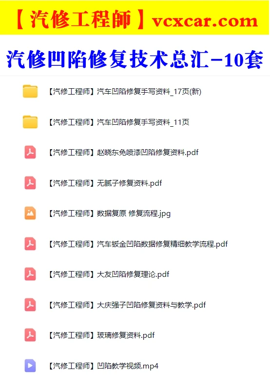 📂汽车修复 | 内部资料 新老汽车凹陷修复 数据还原 秘传手写内部资料教程总汇 10套 [赵晓东 大友 强子]