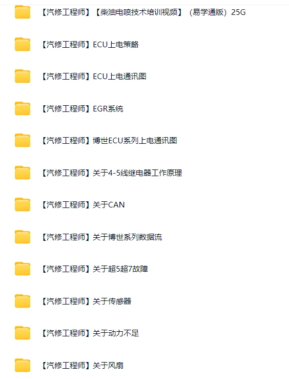 📂柴油车 | 资料 整理9：柴油电喷电控技术培训视频+技术原理+故障案例（25.4G）