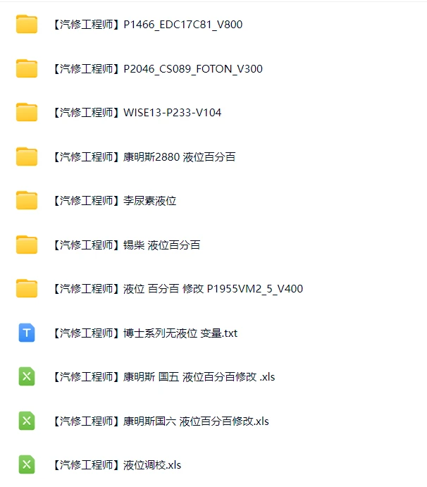 📂柴油车 | 资料 整理12：2024年 未就绪KP变量数据 未就绪调校 碳载量归零调校 尿素液位调校视频课程（10.5G）