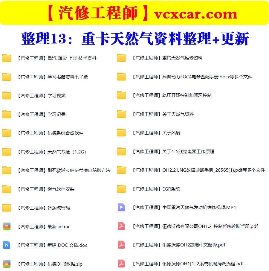 📂重卡 | 资料 整理13：天然气重卡维修线路图 技术培训 刷死救活 故障诊断等（6500份 44.5G）