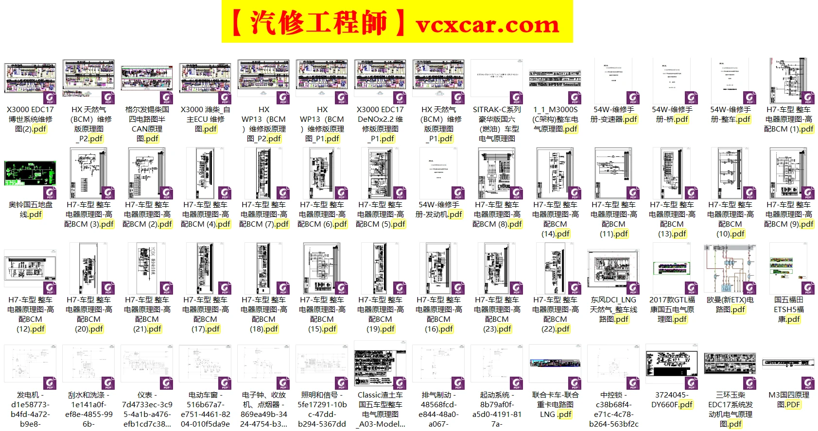 📂柴油车 | 资料 整理16：63套国六货车整车电气原理图+针脚定义图+维修手册+电路图 [重汽 福田 江铃 东风 解放 大运]（120份 800M）