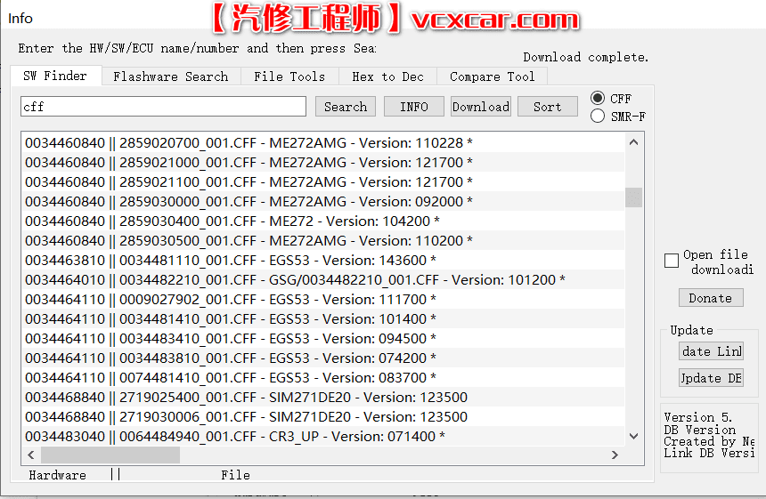 📂奔驰Benz | 编程数据 编程文件在线下载器SW Finder 搜索下载 不同权限编程文件CFF SMR-F x86x64对应系统版本
